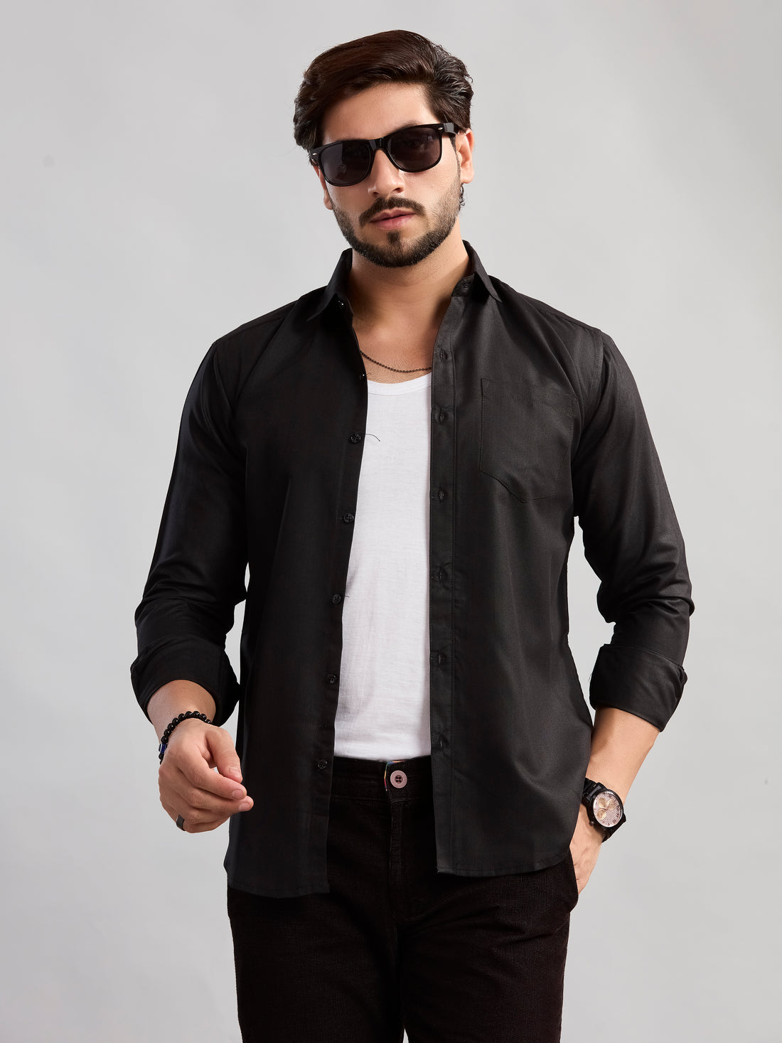 Black Heritage Twill Formal Shirt
