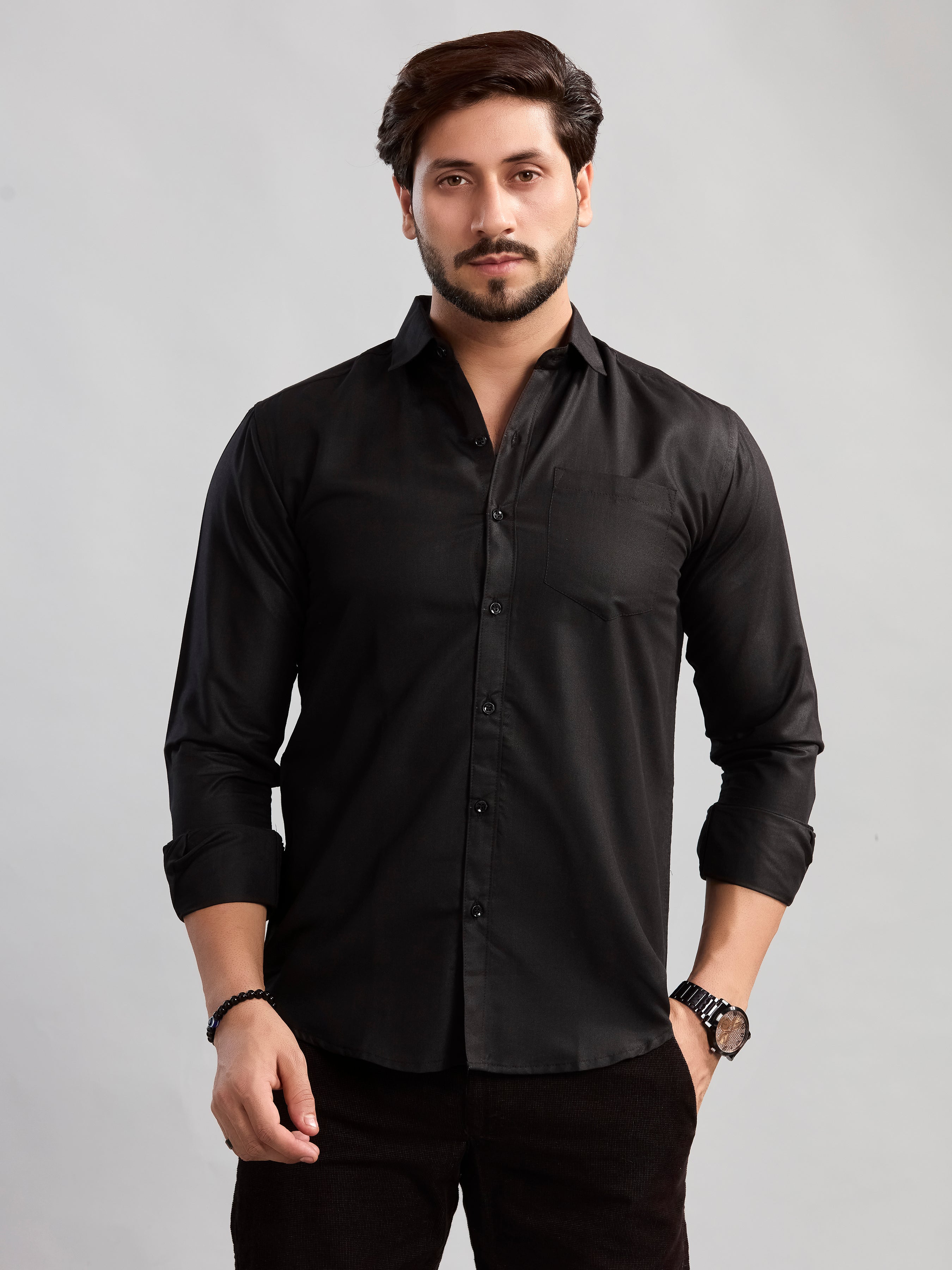 Black Heritage Twill Formal Shirt