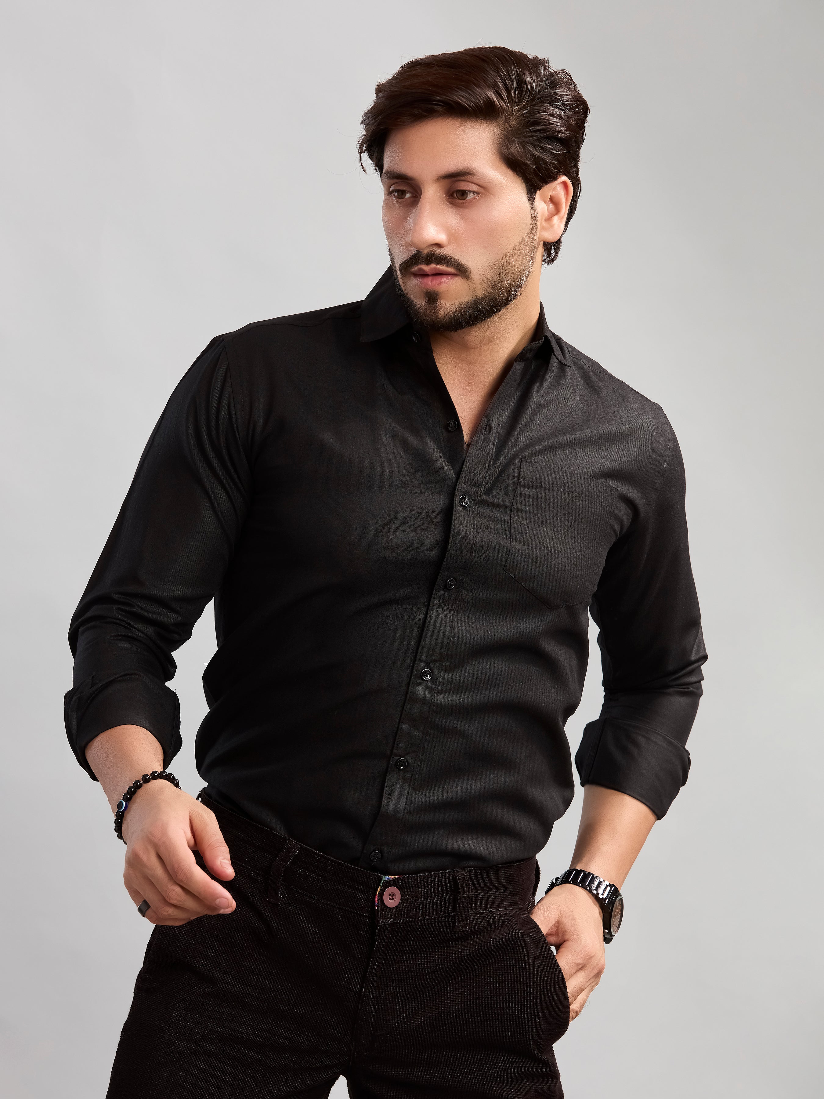 Black Heritage Twill Formal Shirt