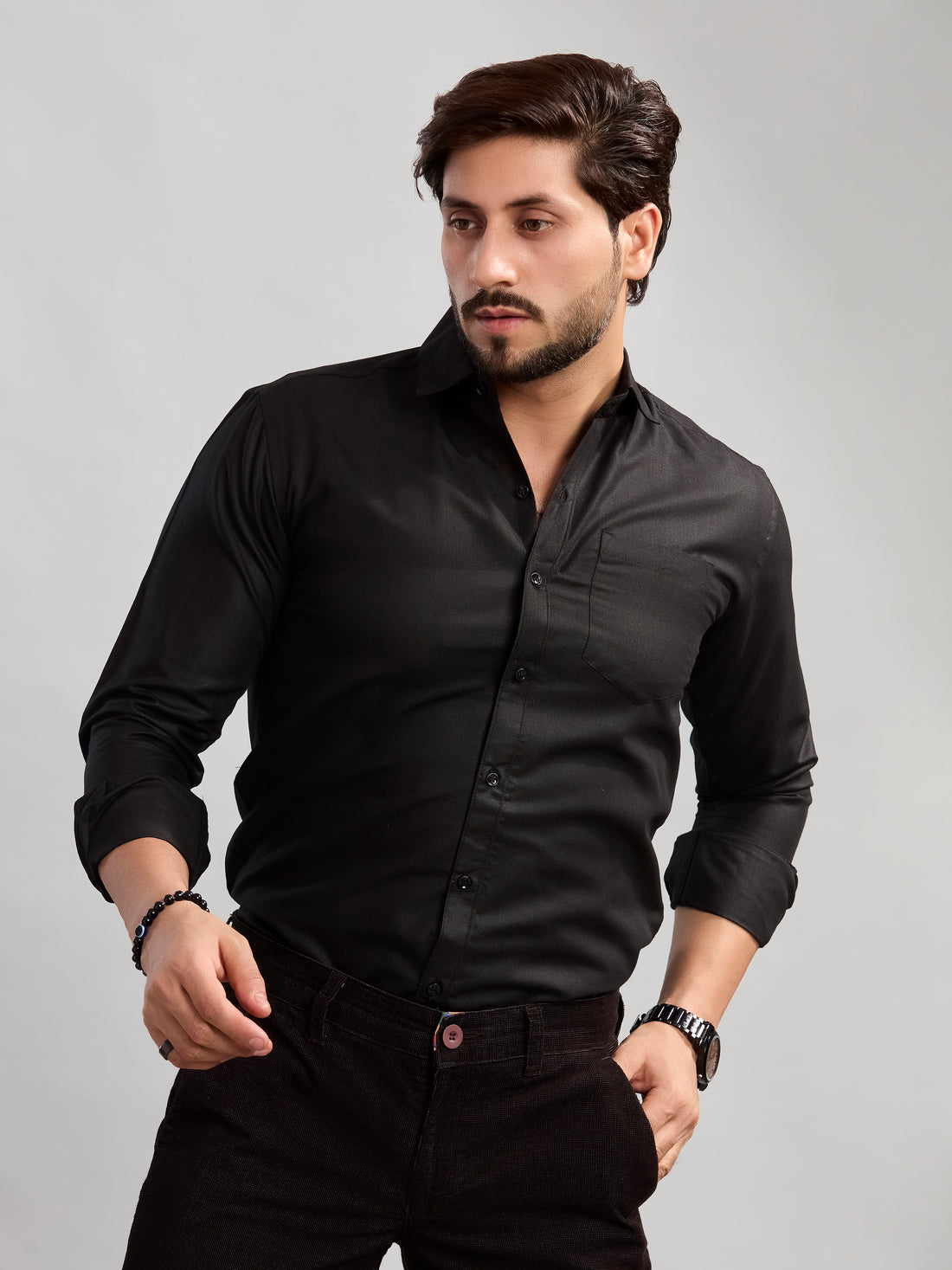 Black Heritage Twill Formal Shirt