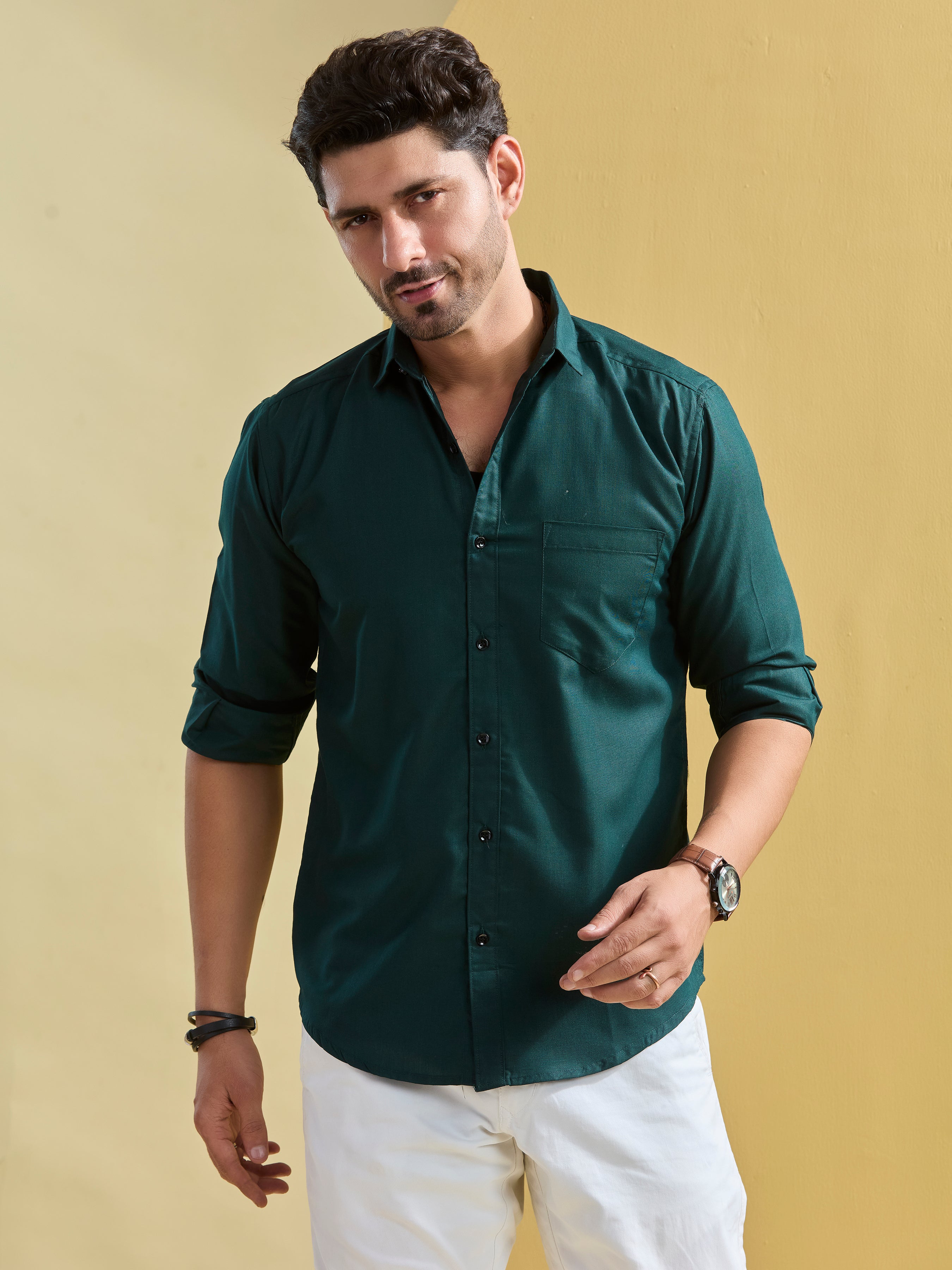 Bottle Green Regal Satin Shirt