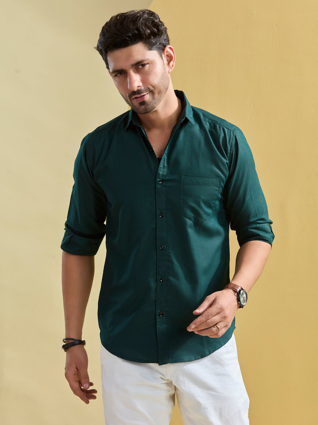 Bottle Green Regal Satin Shirt
