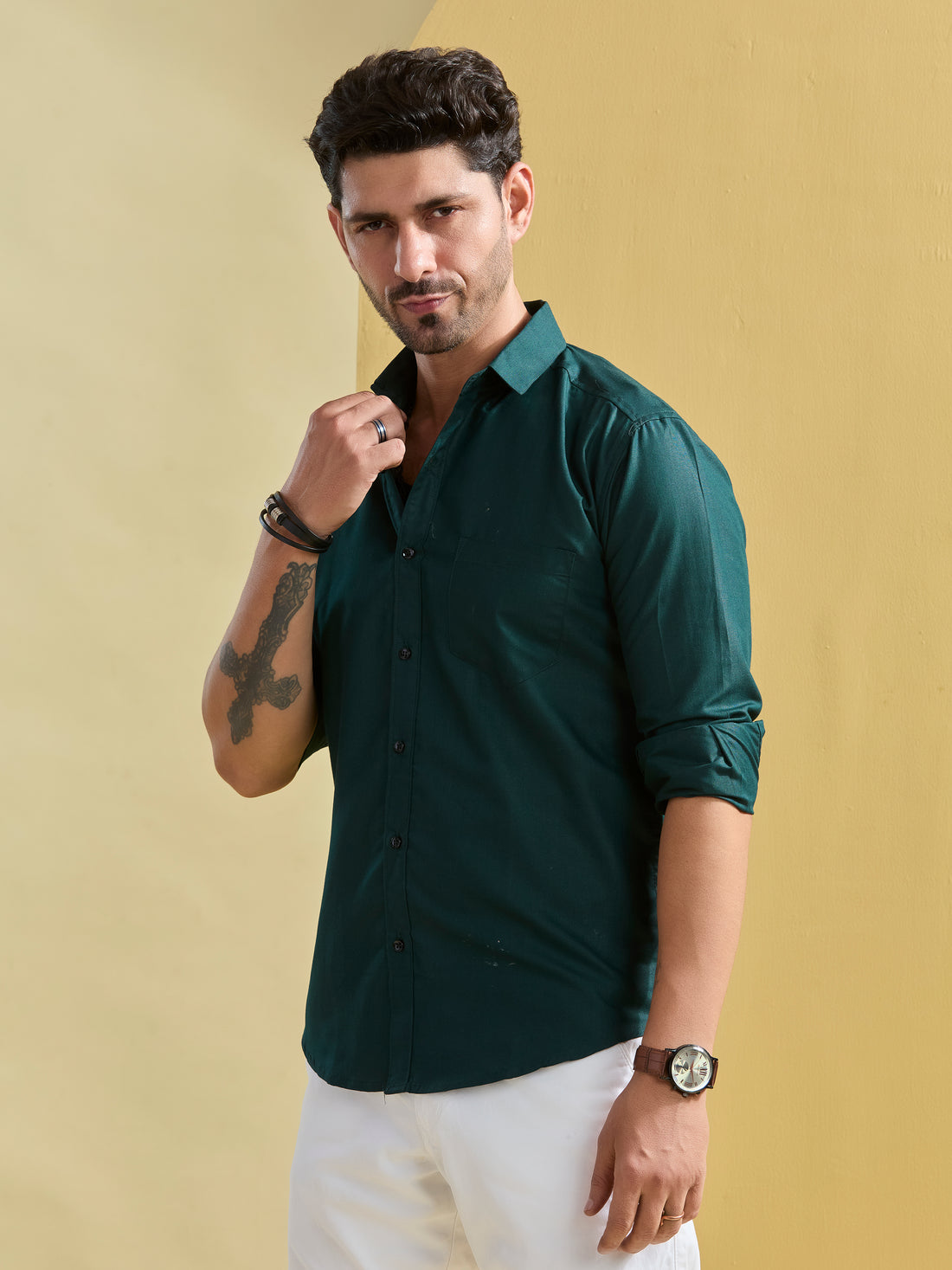 Bottle Green Regal Satin Shirt