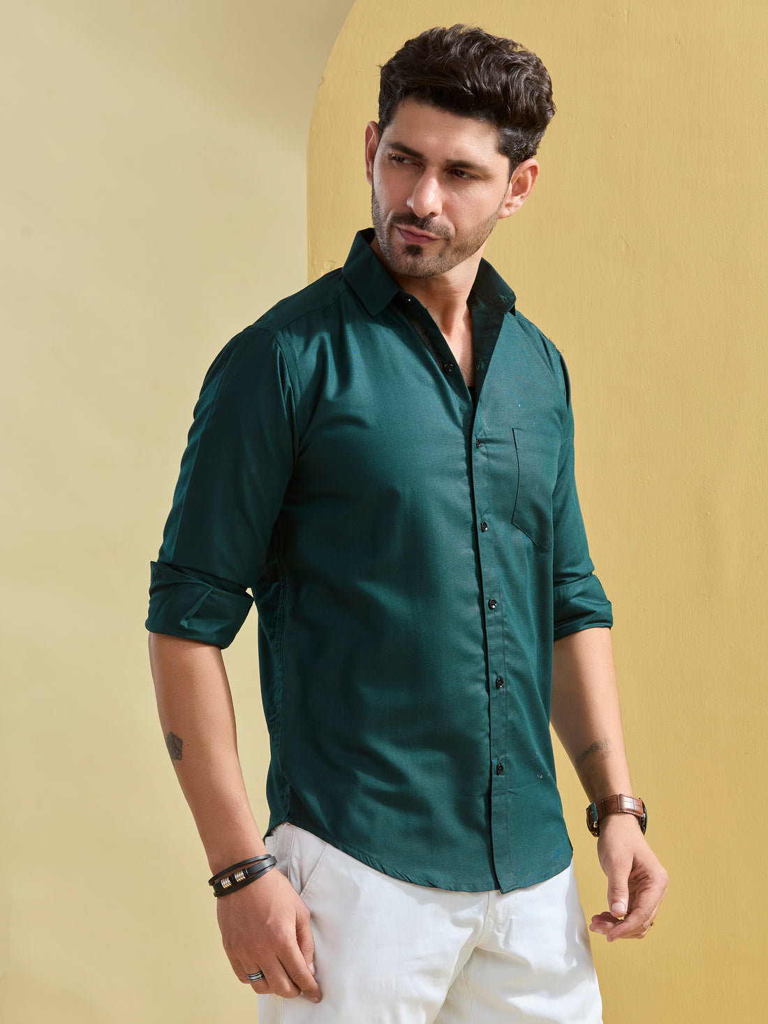Bottle Green Regal Satin Shirt