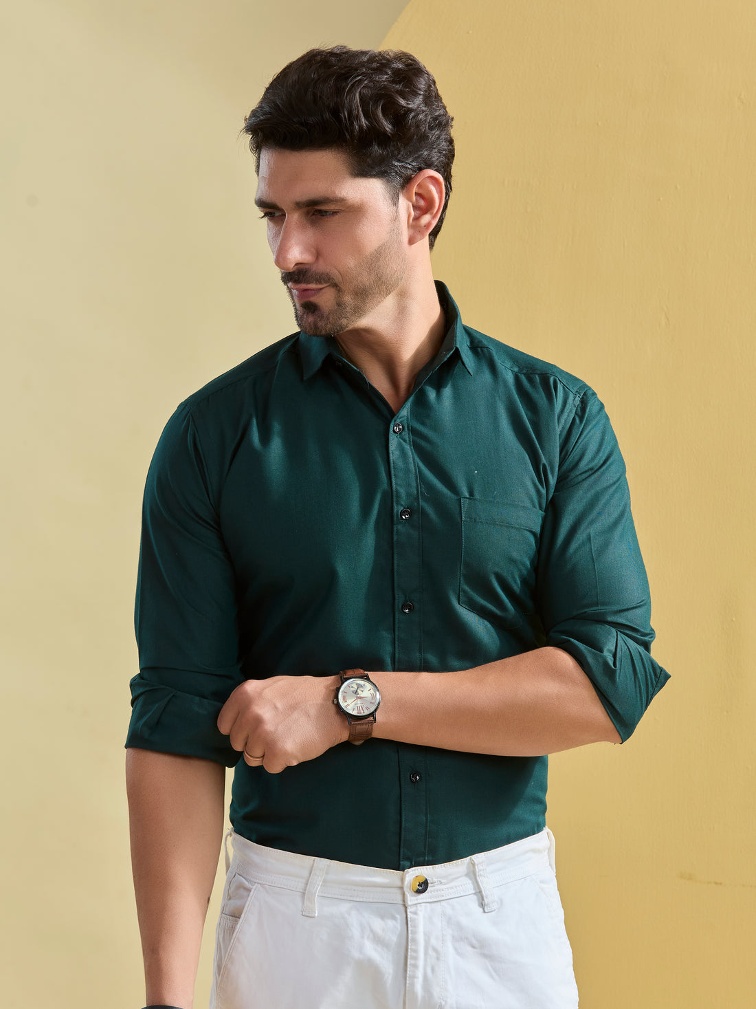Bottle Green Regal Satin Shirt