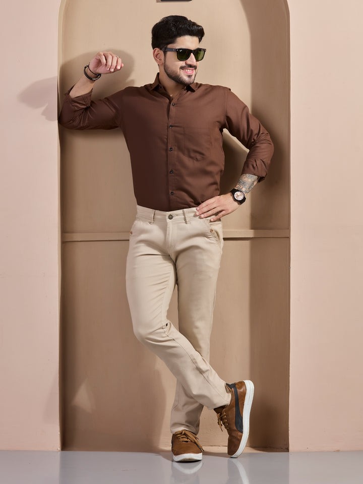 Coffee Linen-Blend Executive Shirt