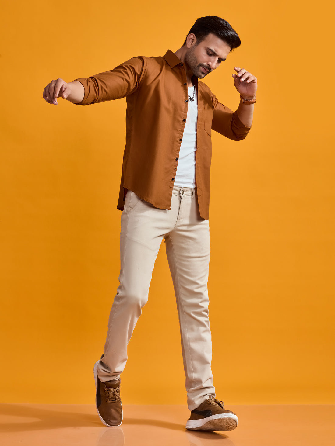 Copper Brown Luxe Cotton Twill Shirt