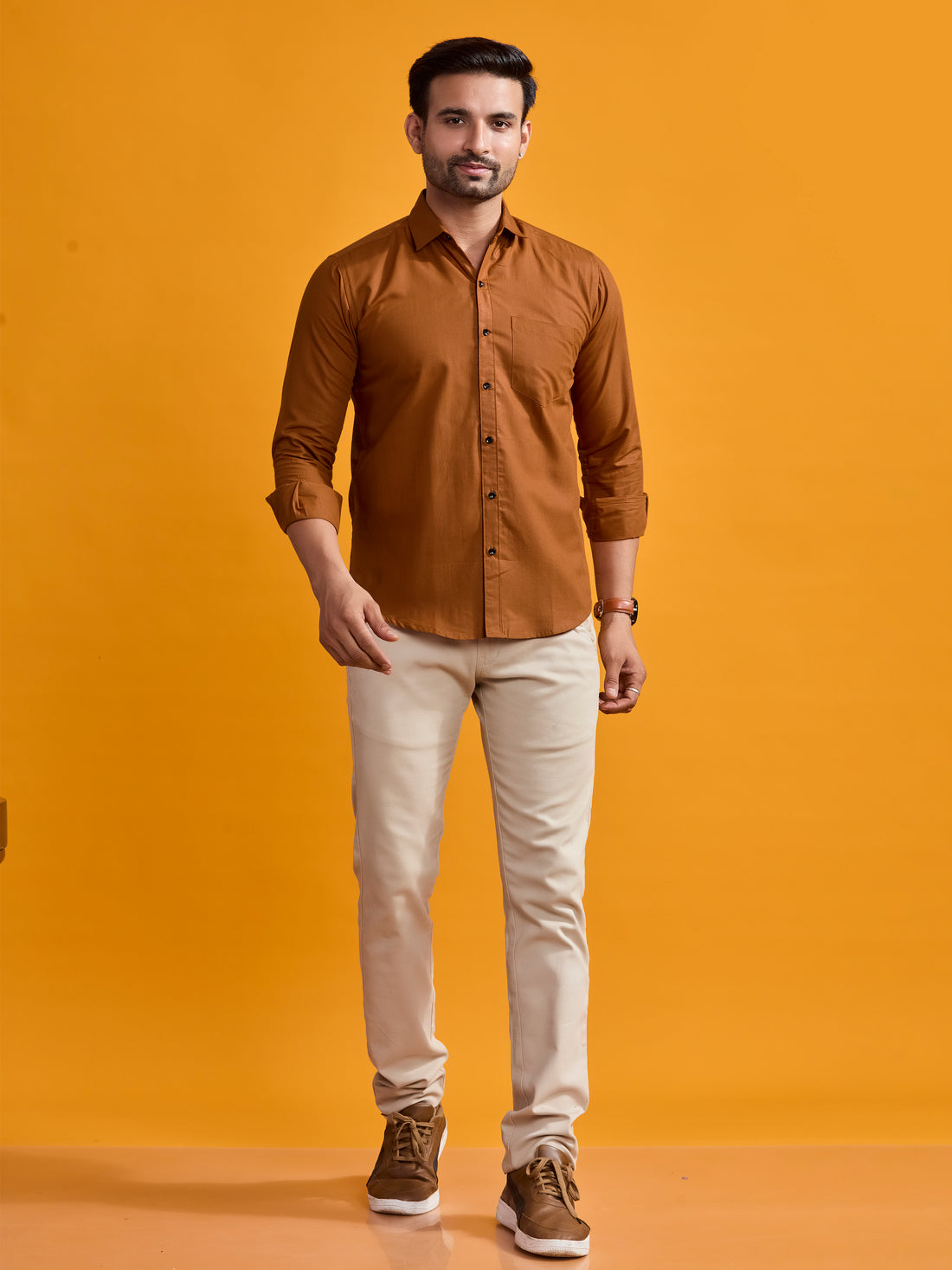 Copper Brown Luxe Cotton Twill Shirt