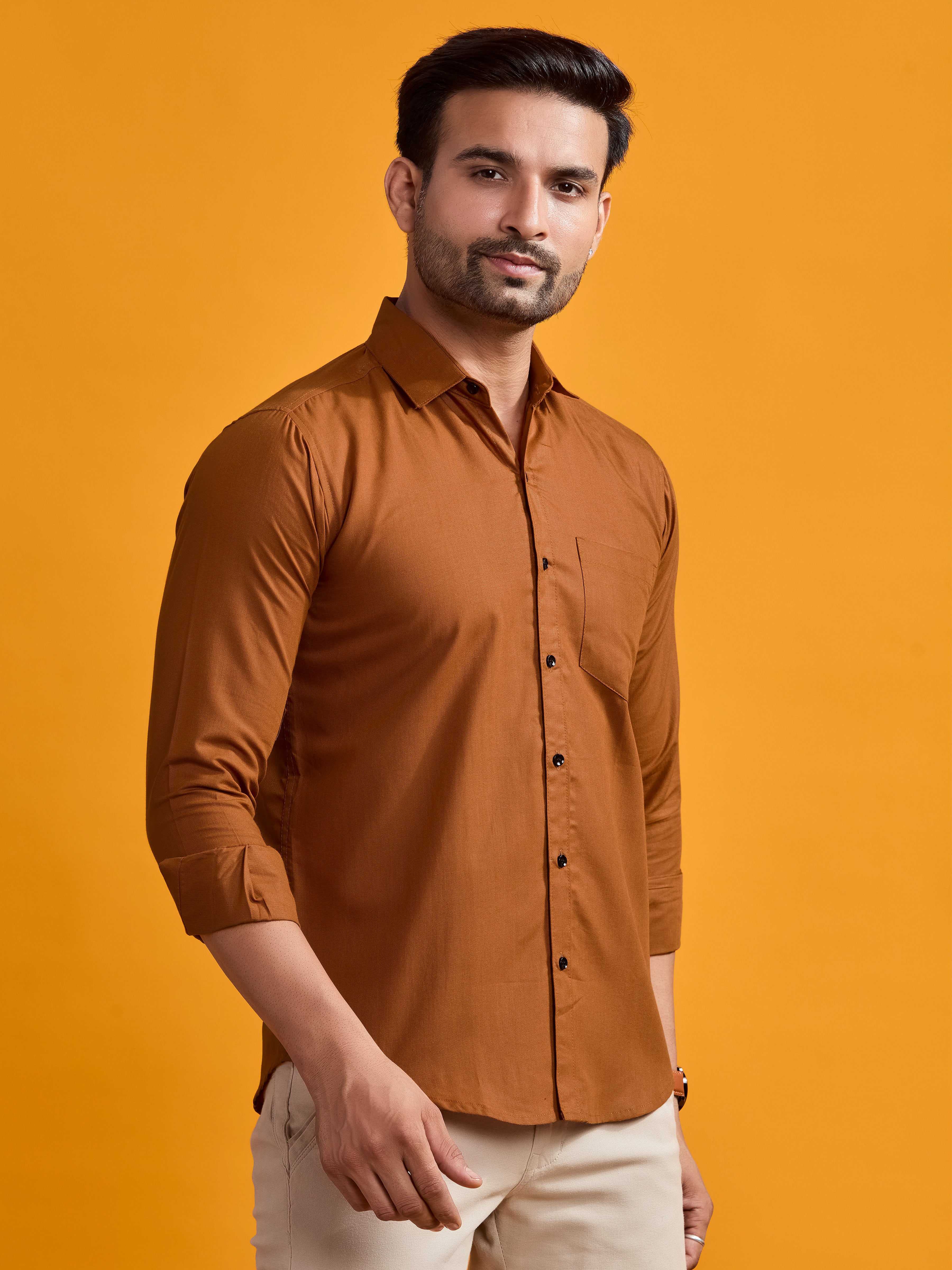 Copper Brown Luxe Cotton Twill Shirt