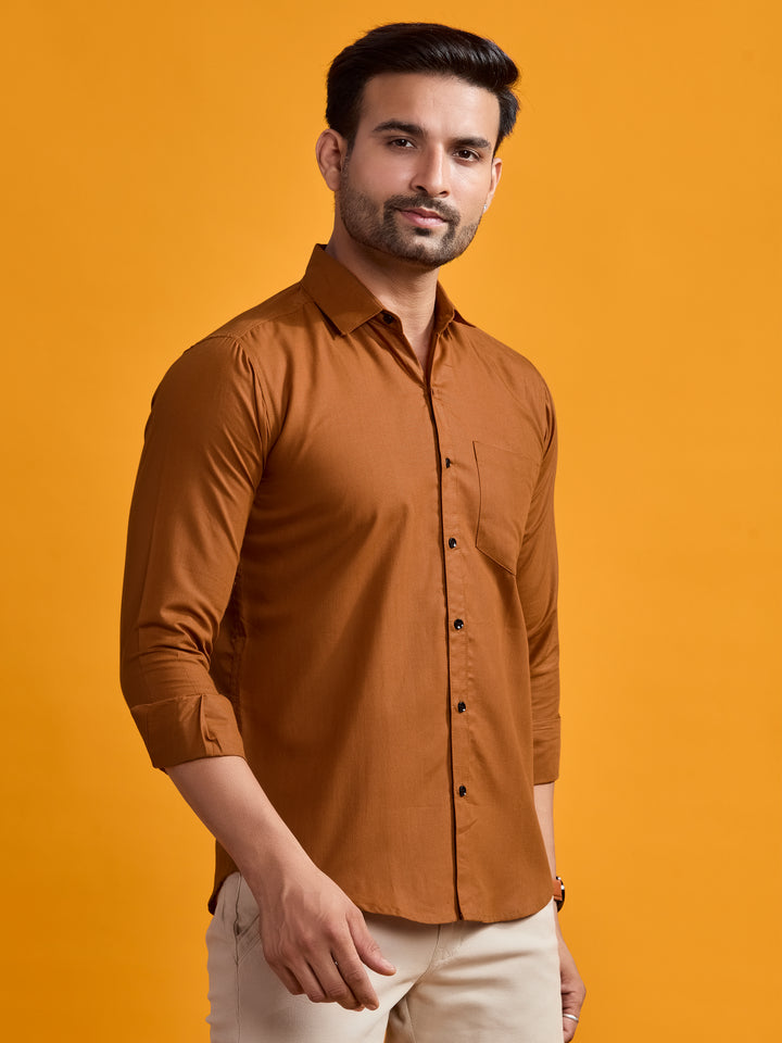 Copper Brown Luxe Cotton Twill Shirt