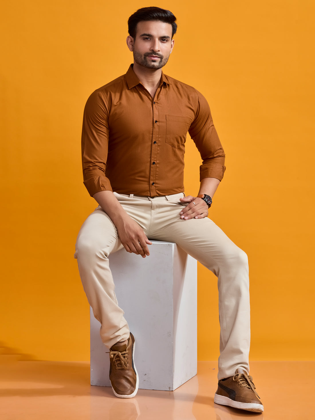 Copper Brown Luxe Cotton Twill Shirt