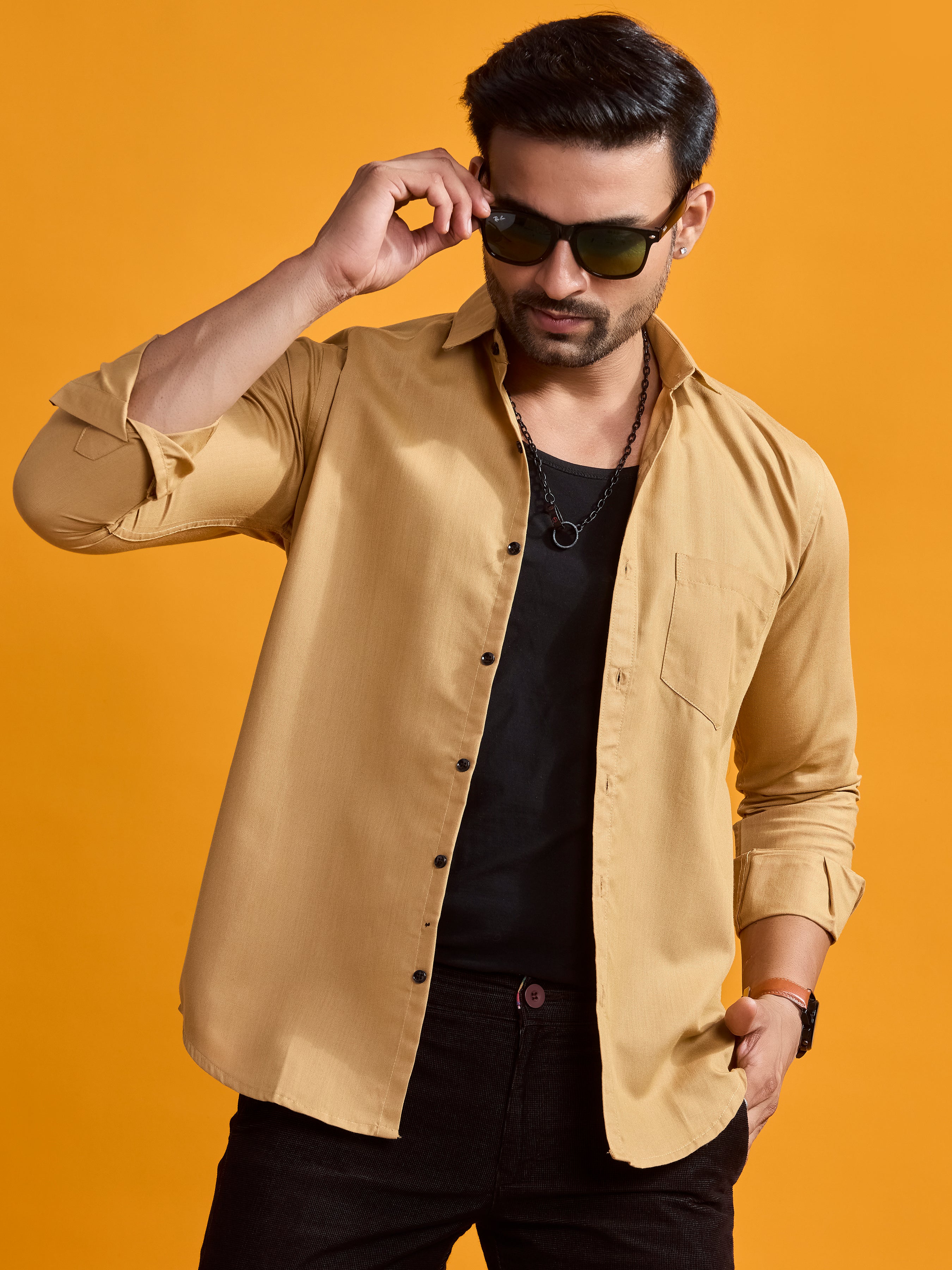 Khaki Brown Executive Linen Shirt