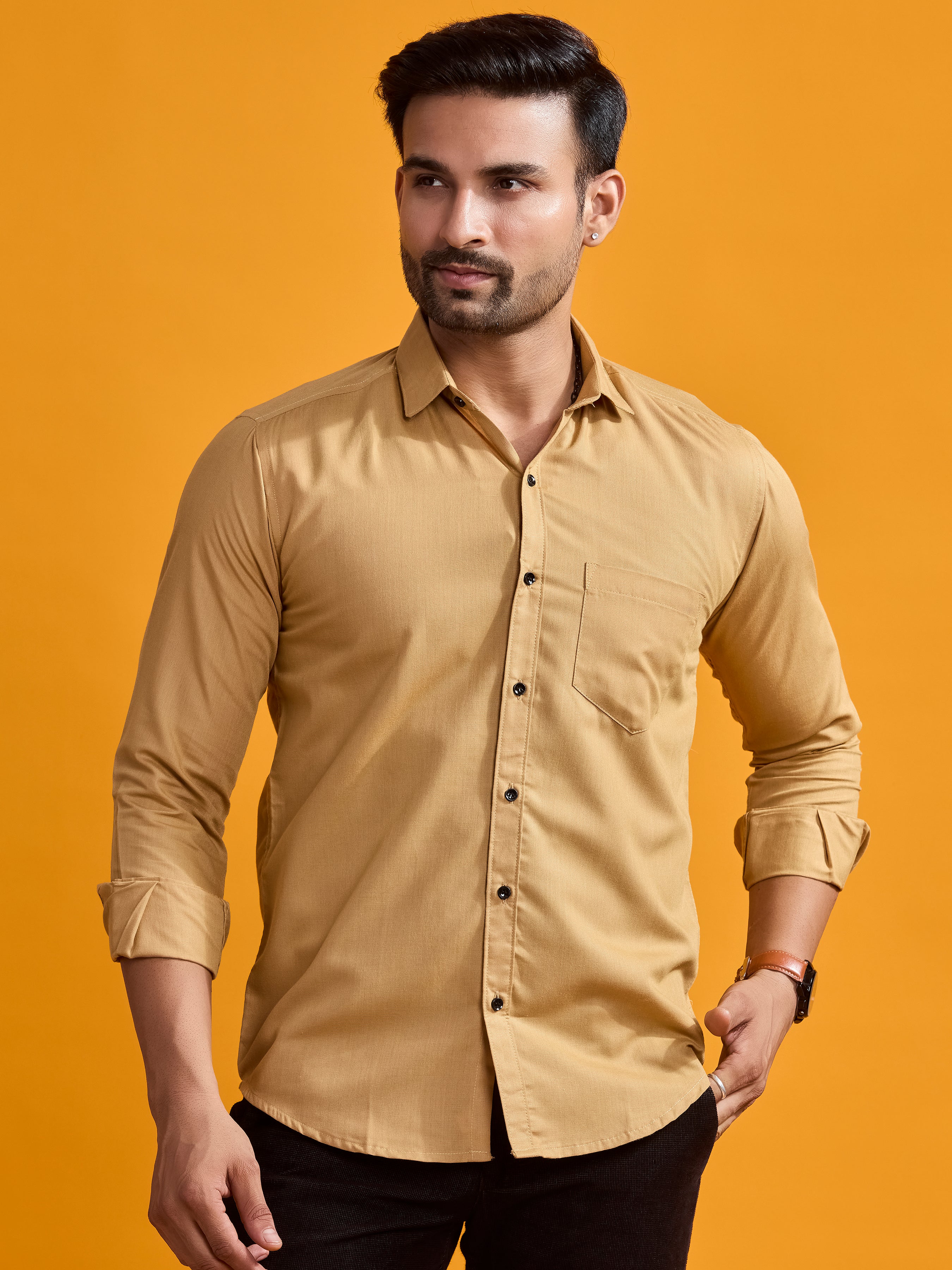 Khaki Brown Executive Linen Shirt