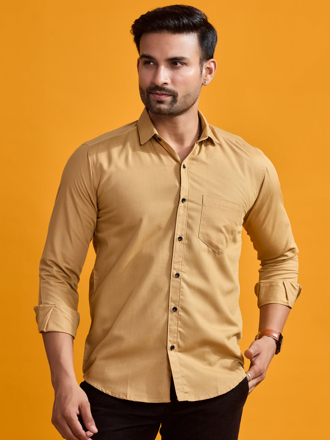 Khaki Brown Executive Linen Shirt