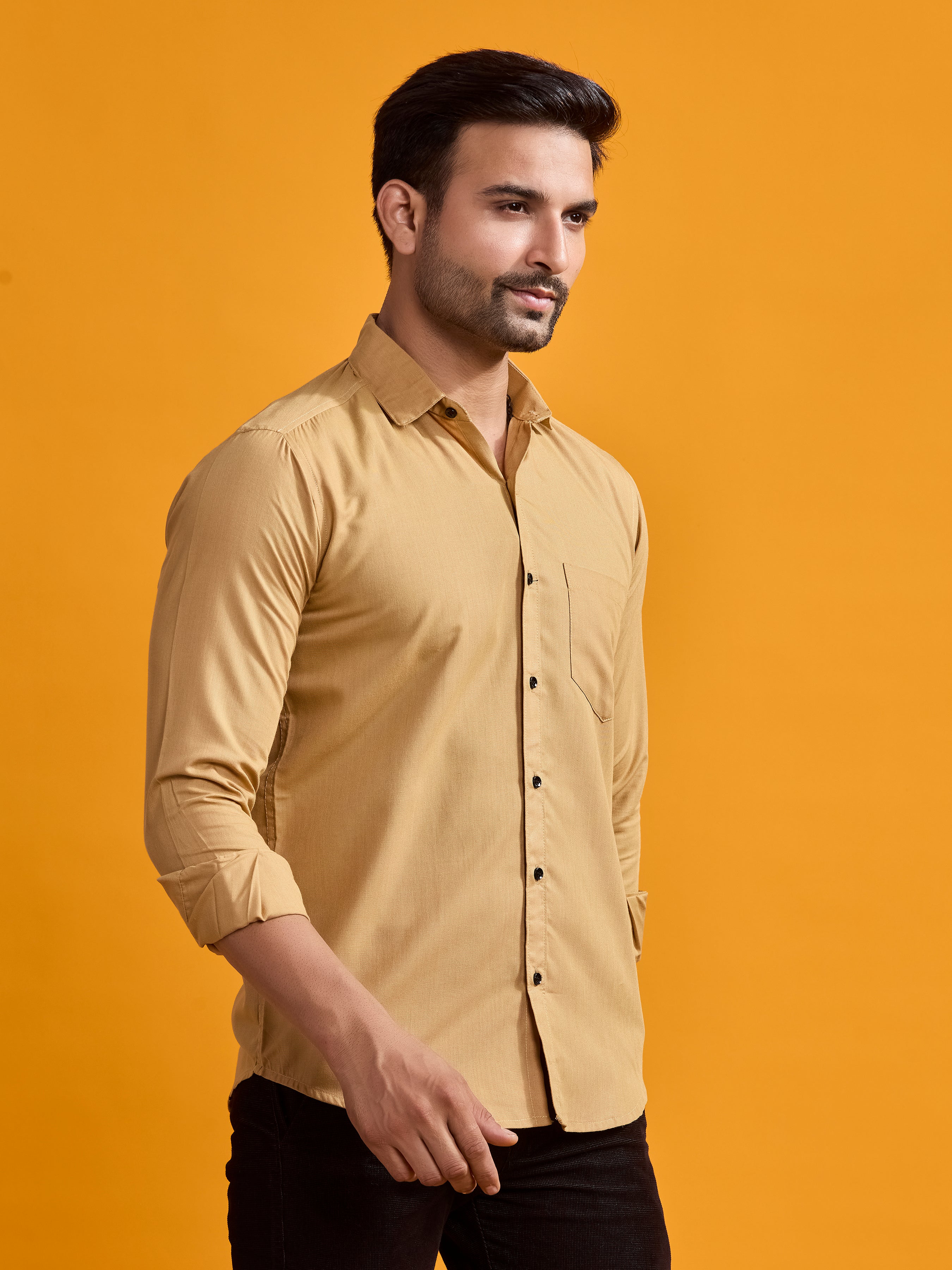 Khaki Brown Executive Linen Shirt