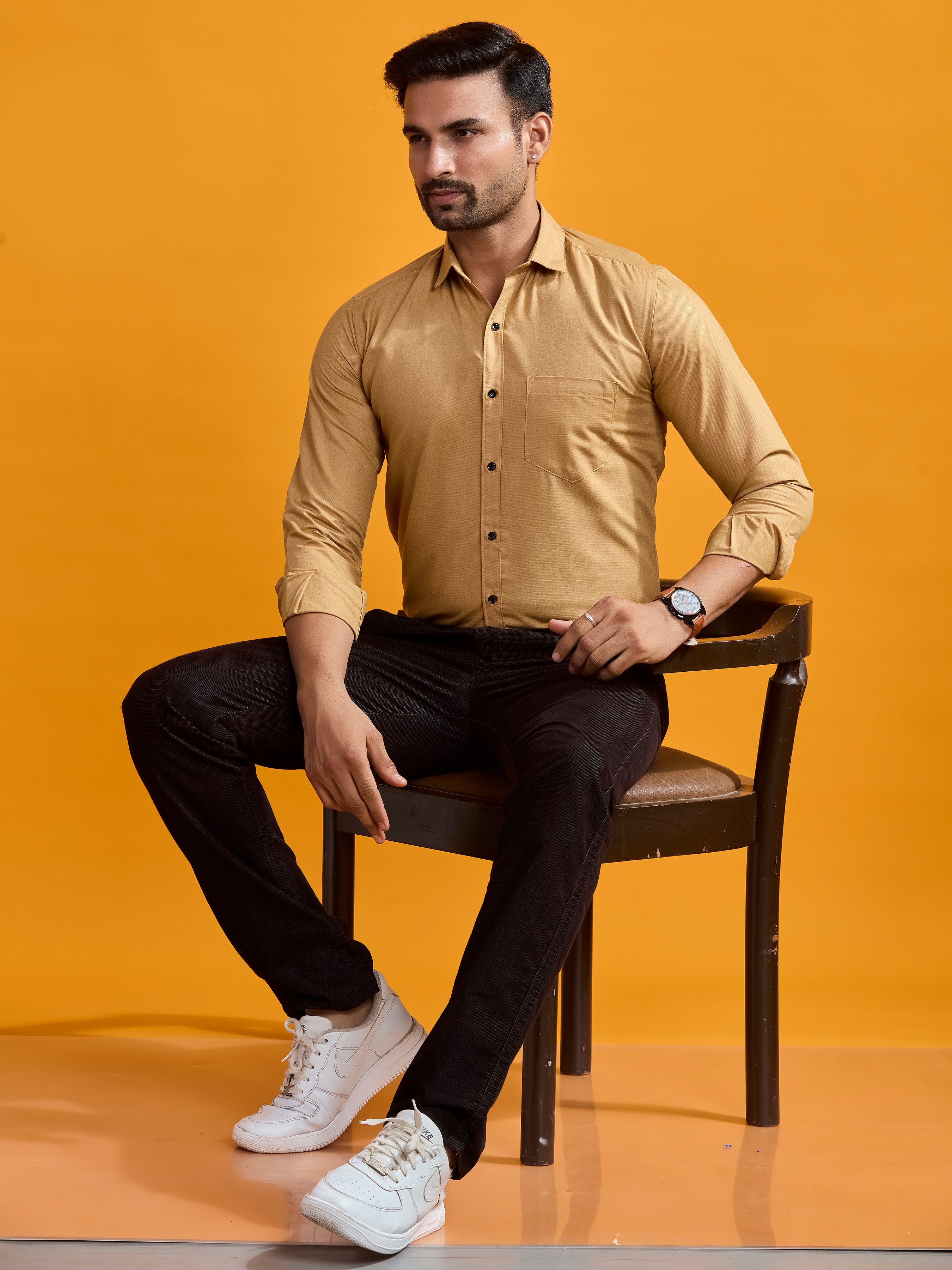 Khaki Brown Executive Linen Shirt