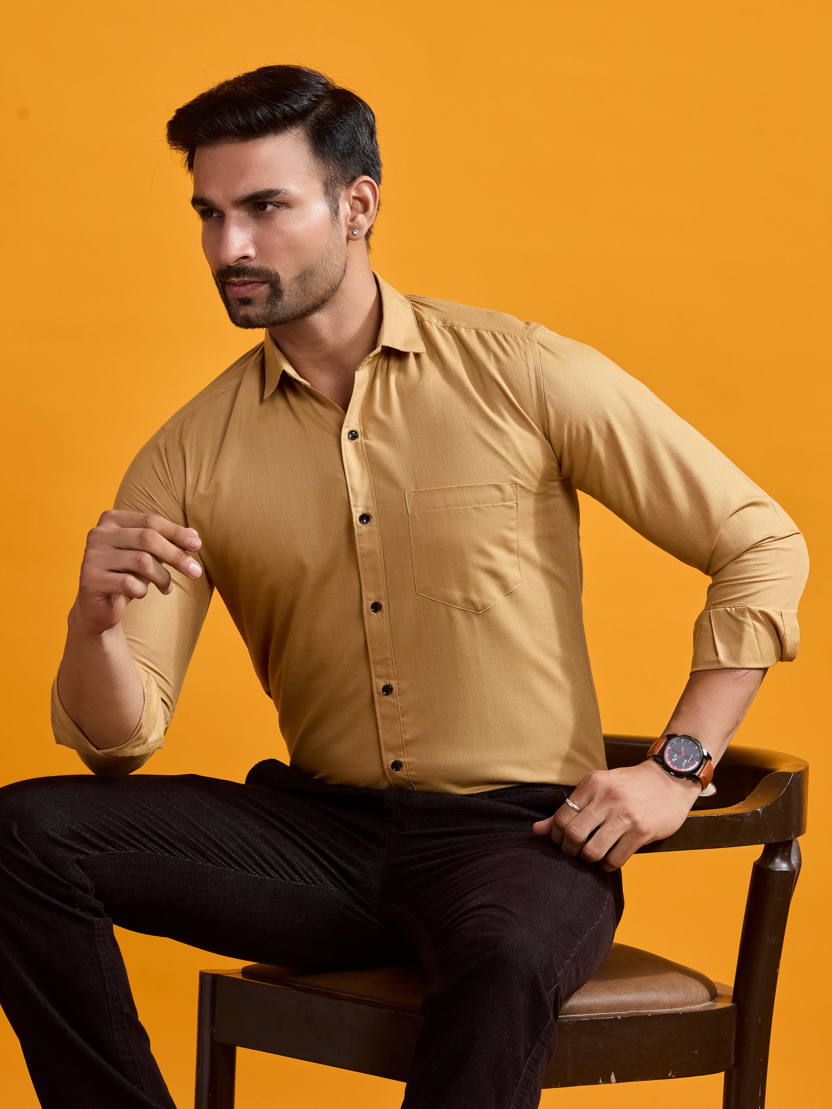 Khaki Brown Executive Linen Shirt