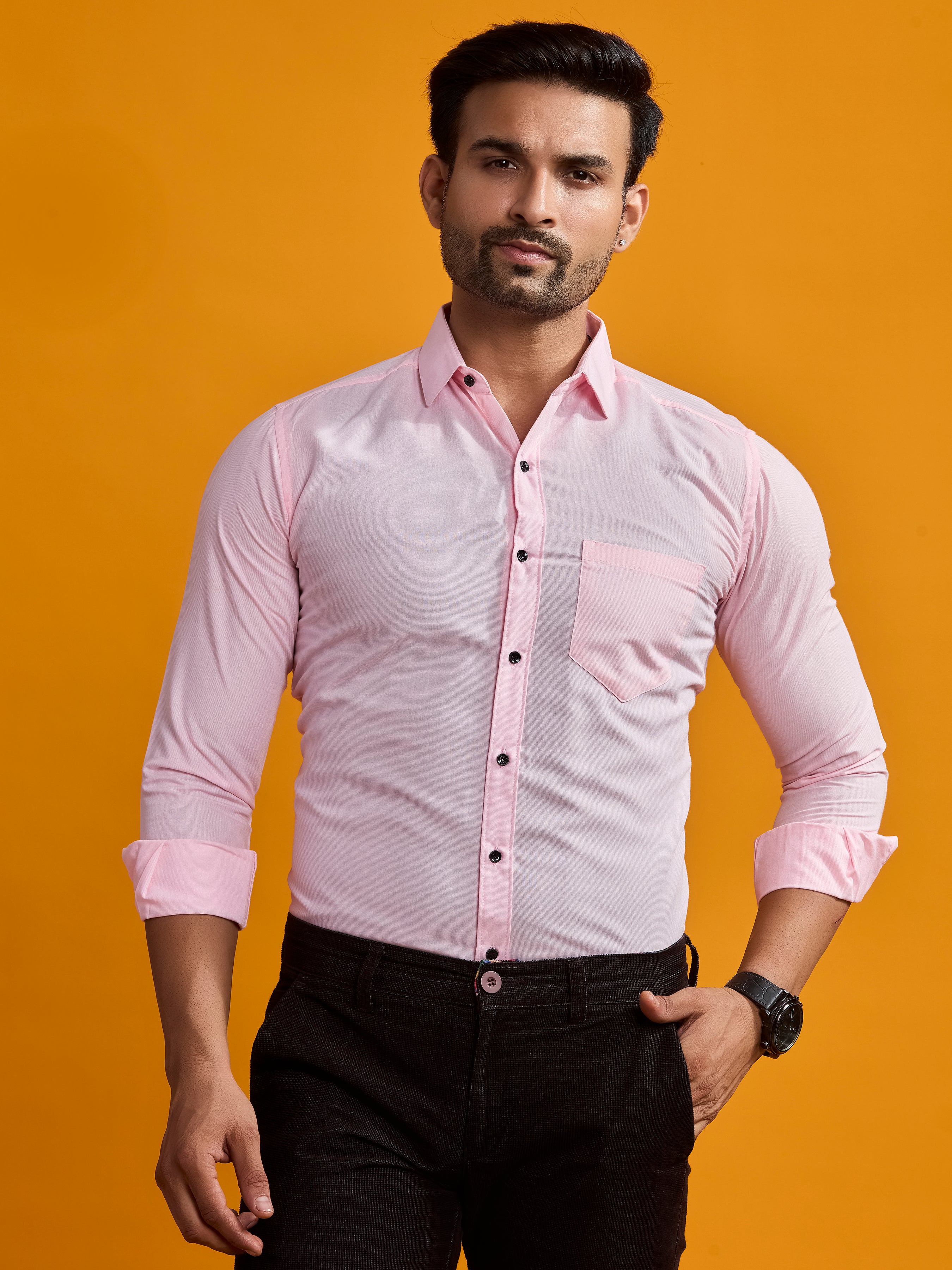 Pink Classic Satin Formal Shirt