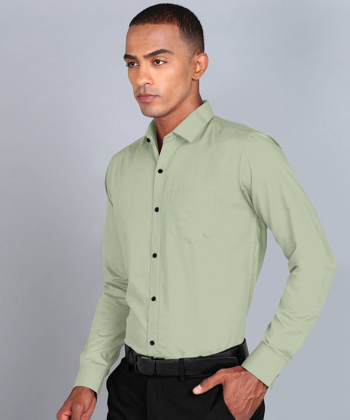Pista Green Modern Fit Cotton Shirt